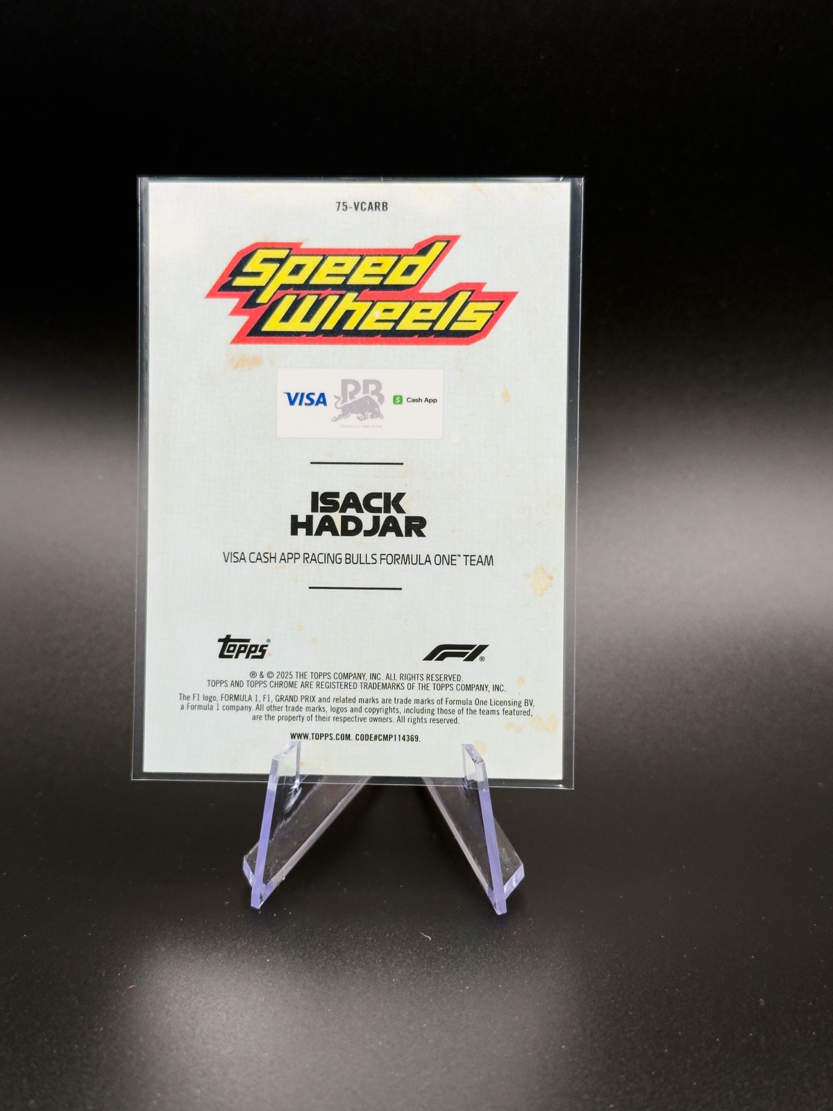 2025 Topps Chrome F1 Isack Hadjar RC Speed Wheels #75-VCARB Gold /50 back