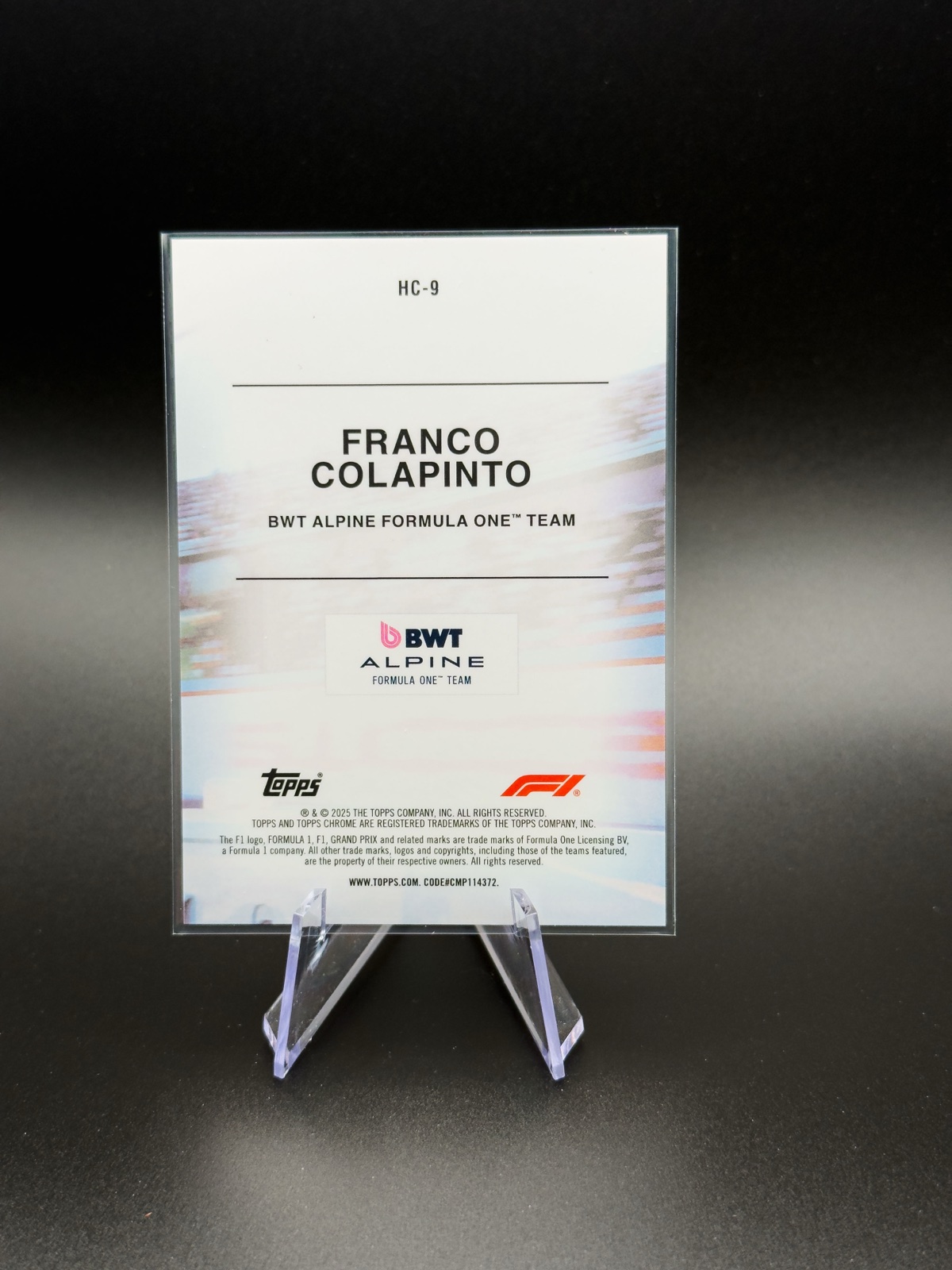 2025 Topps Chrome F1 Franco Colapinto Helmet Collection #HC-9 Aqua /199 back