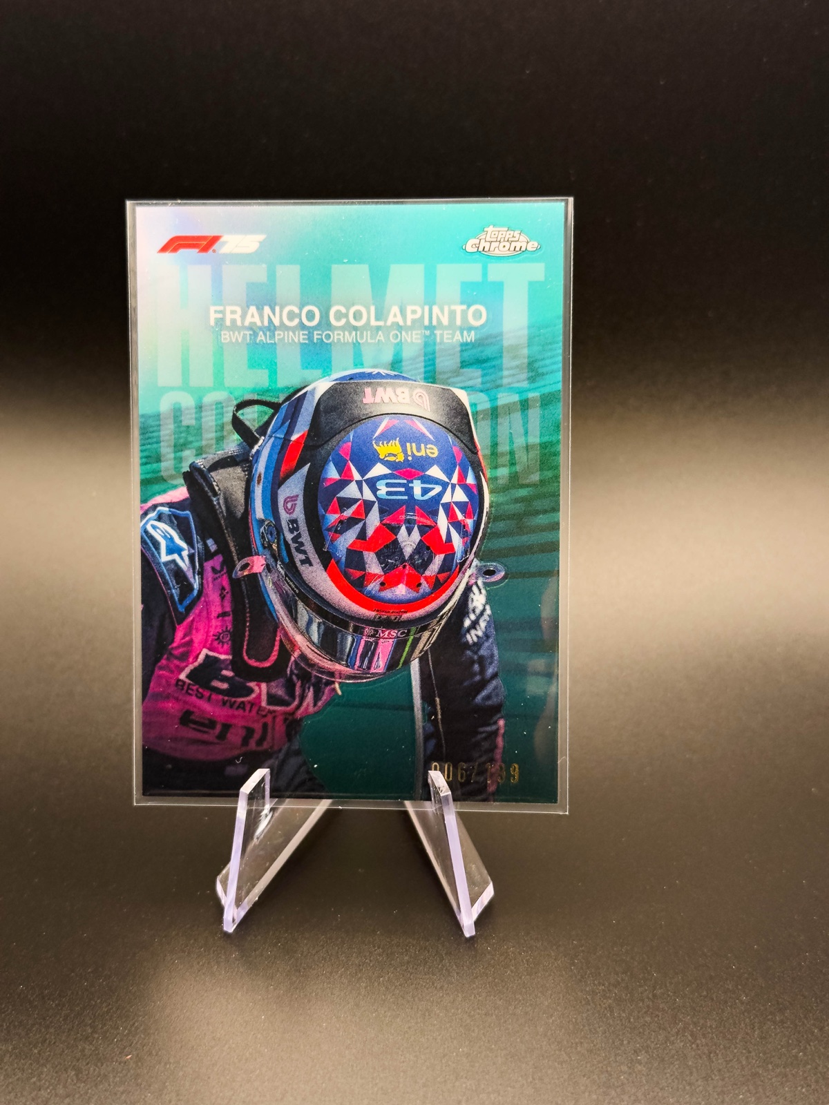 2025 Topps Chrome F1 Franco Colapinto Helmet Collection #HC-9 Aqua /199