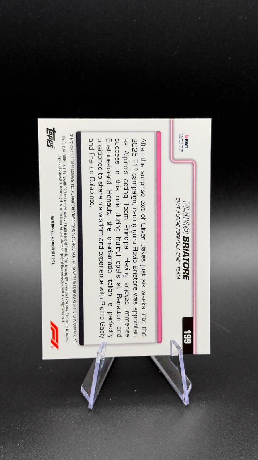 2025 Topps Chrome F1 Flavio Briatore #199 Team Principal, B&W Lazer back