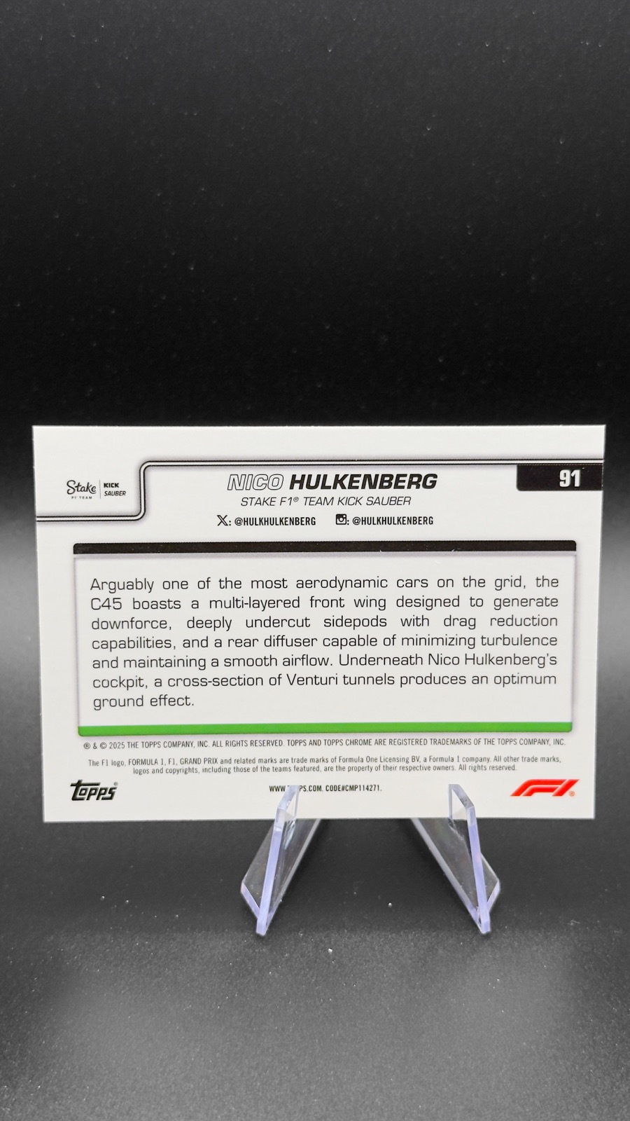 2025 Topps Chrome F1 Nico Hulkenberg #91 Green RayWave Refractor /99 back