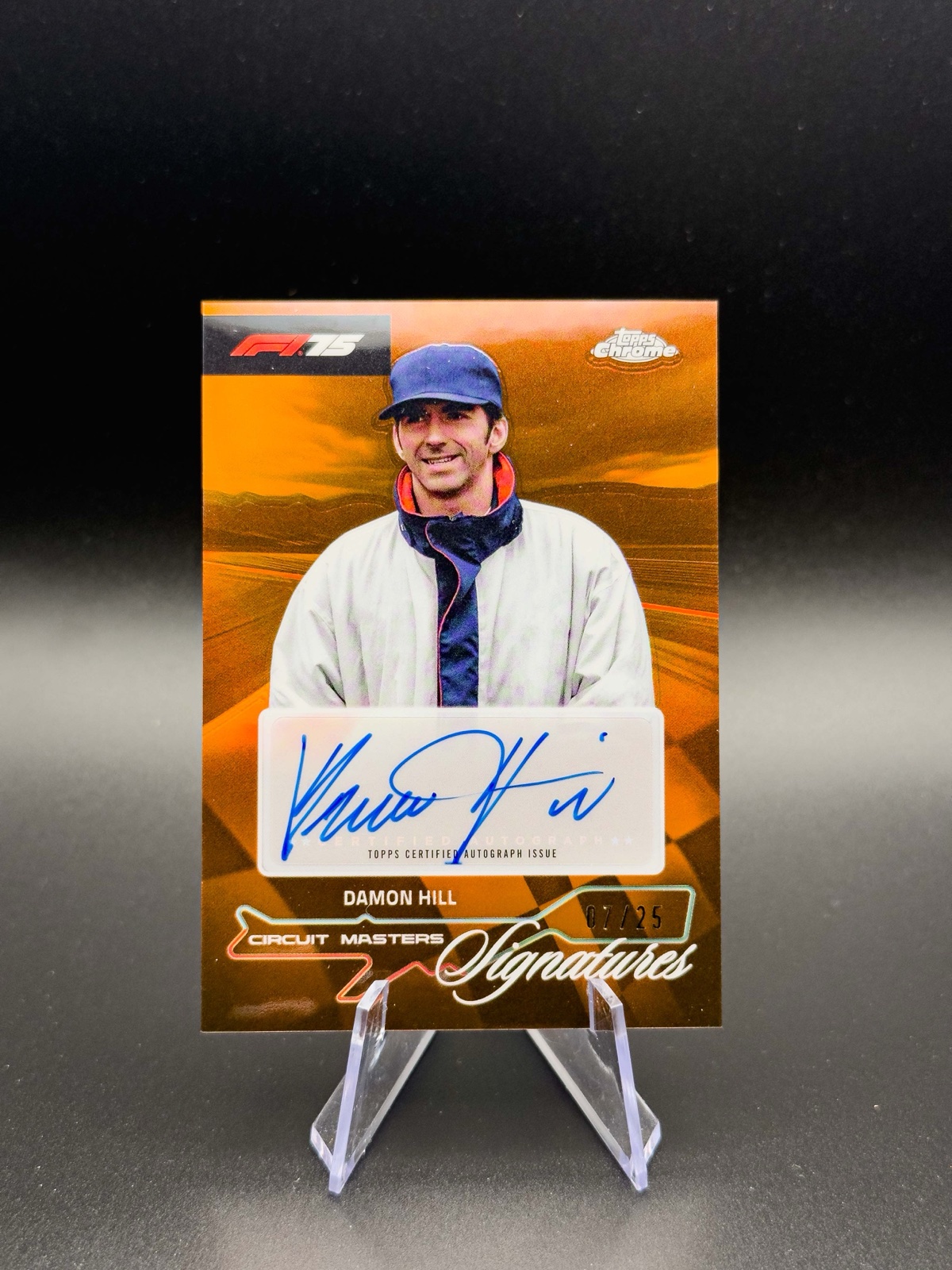 2025 Topps Chrome F1 Damon Hill #CMS-HIL Circuit Masters AUTO, Orange Ref /25