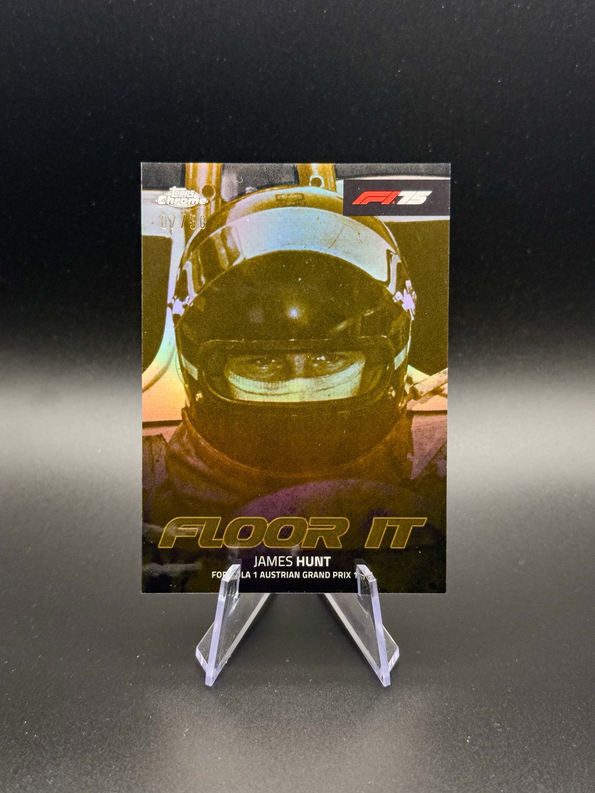 2025 Topps Chrome F1 James Hunt #FI-5 Floor It, Gold Ref /50