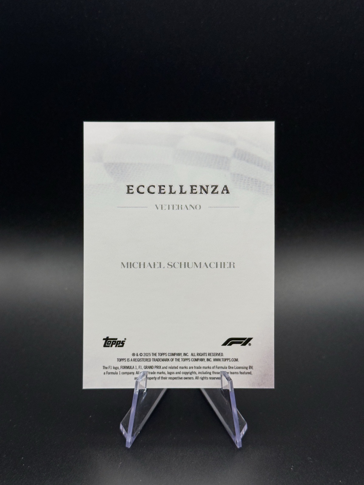 2025 Topps Eccellenza F1 Michael Schumacher Veterano, Orange /25 back