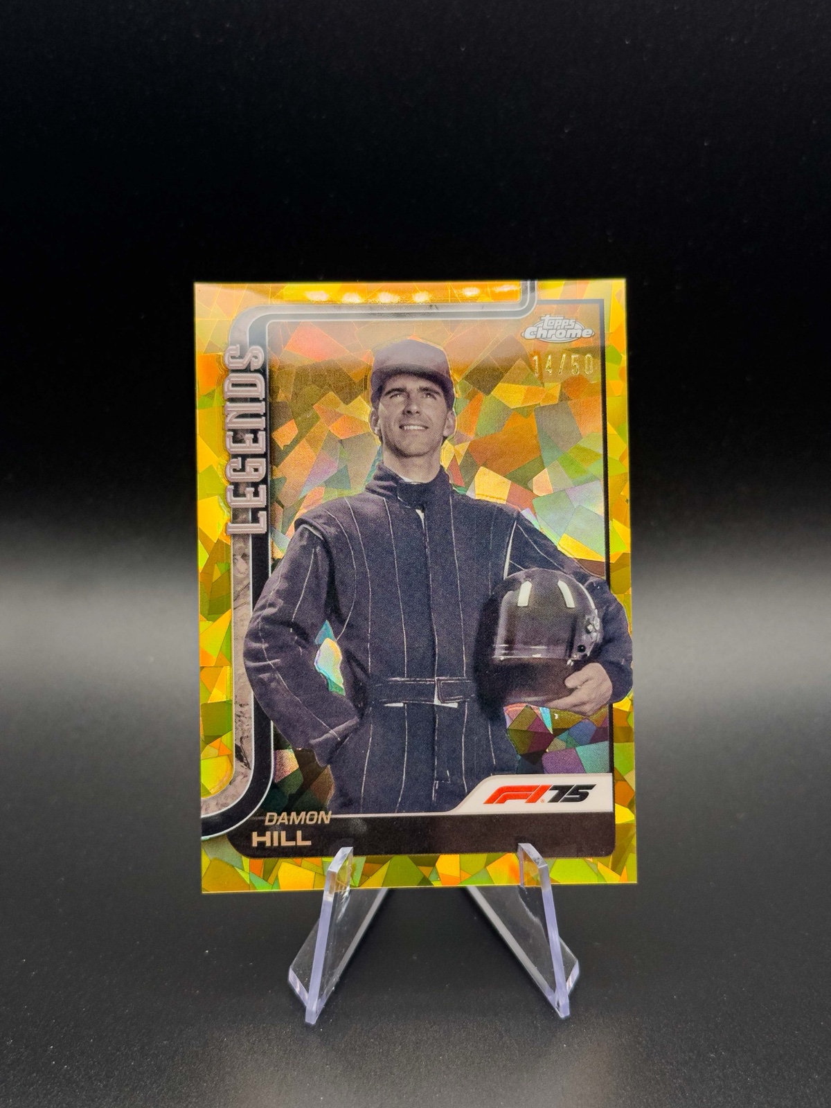 2025 Topps Chrome F1 Damon Hill #150 Legends, Gold Sapphire /50