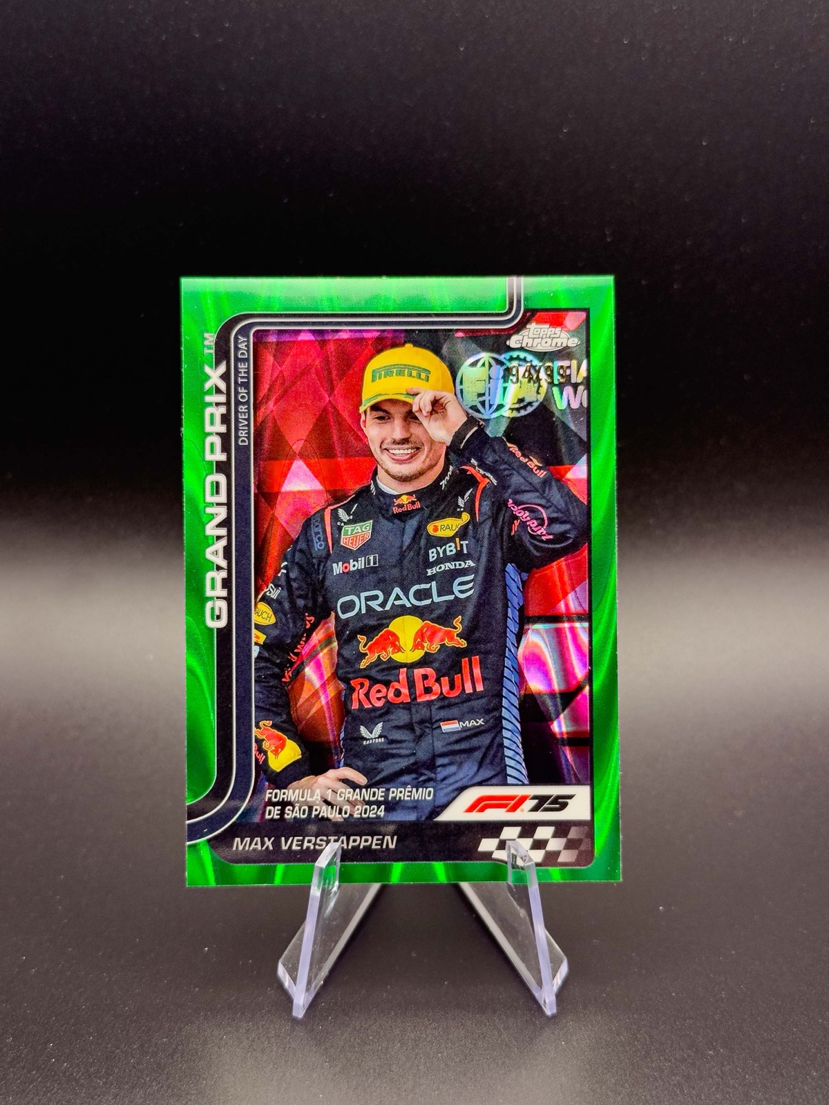 2025 Topps Chrome F1 Max Verstappen #142 GP DotD, Green RayWave /99