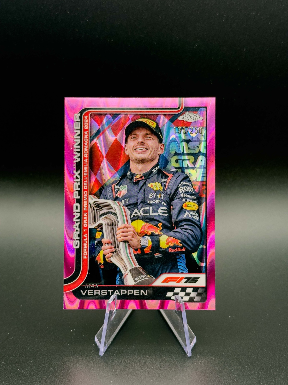 2025 Topps Chrome F1 Max Verstappen #99 GP Winner, Pink RayWave /250