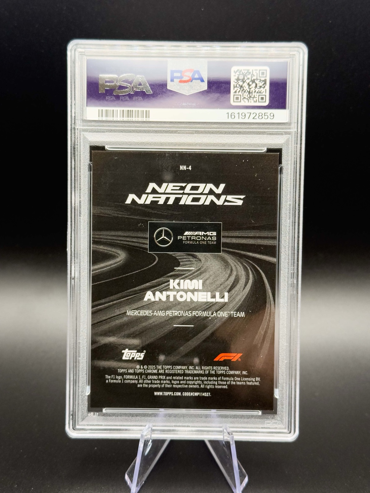 2025 Topps Chrome F1 Kimi Antonelli #NN-4 Neon Nations RC PSA 9 back
