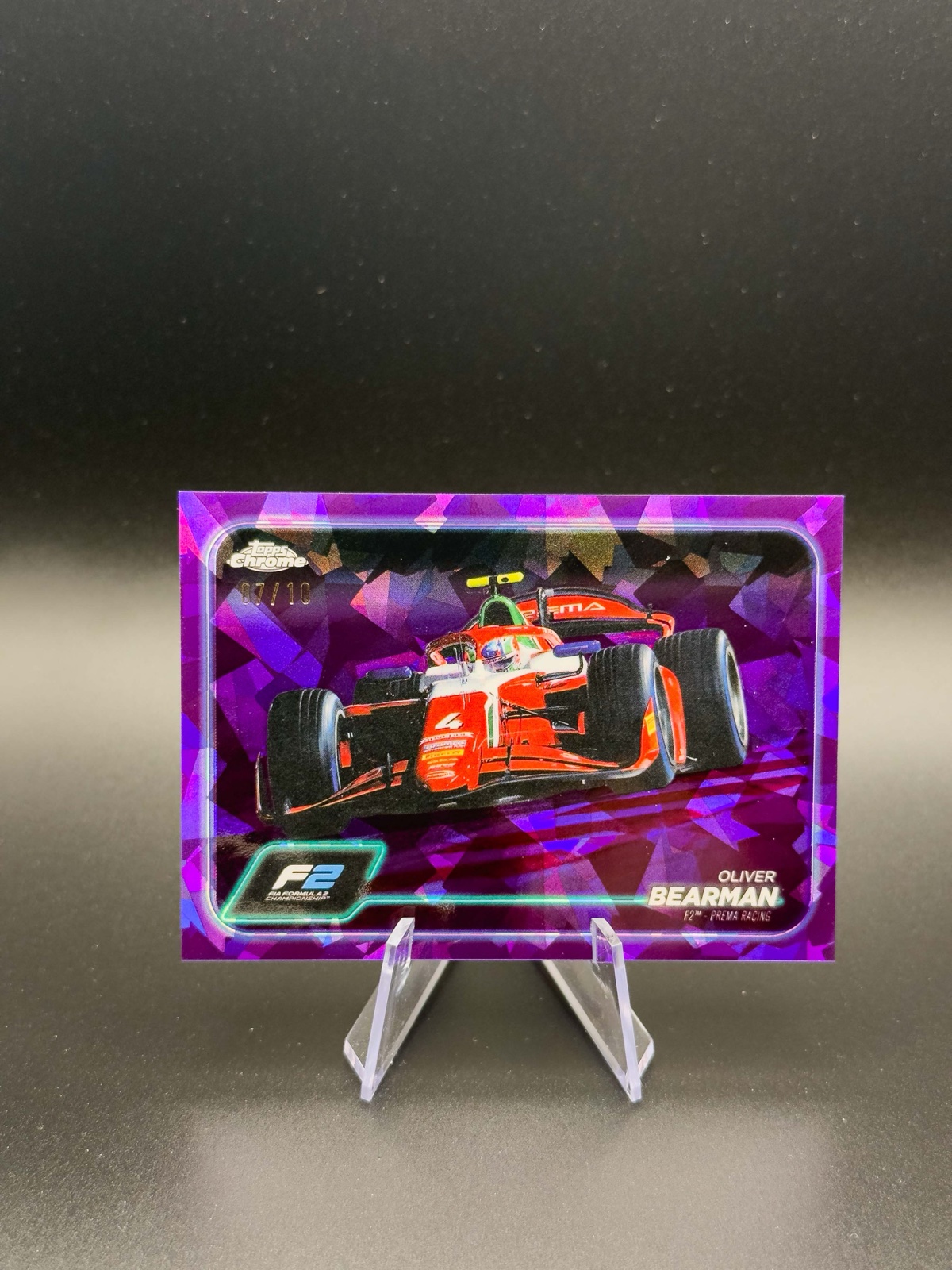 2024 Topps Chrome F1 Oliver Bearman #93 F2 Drivers, Purple Sapphire /10
