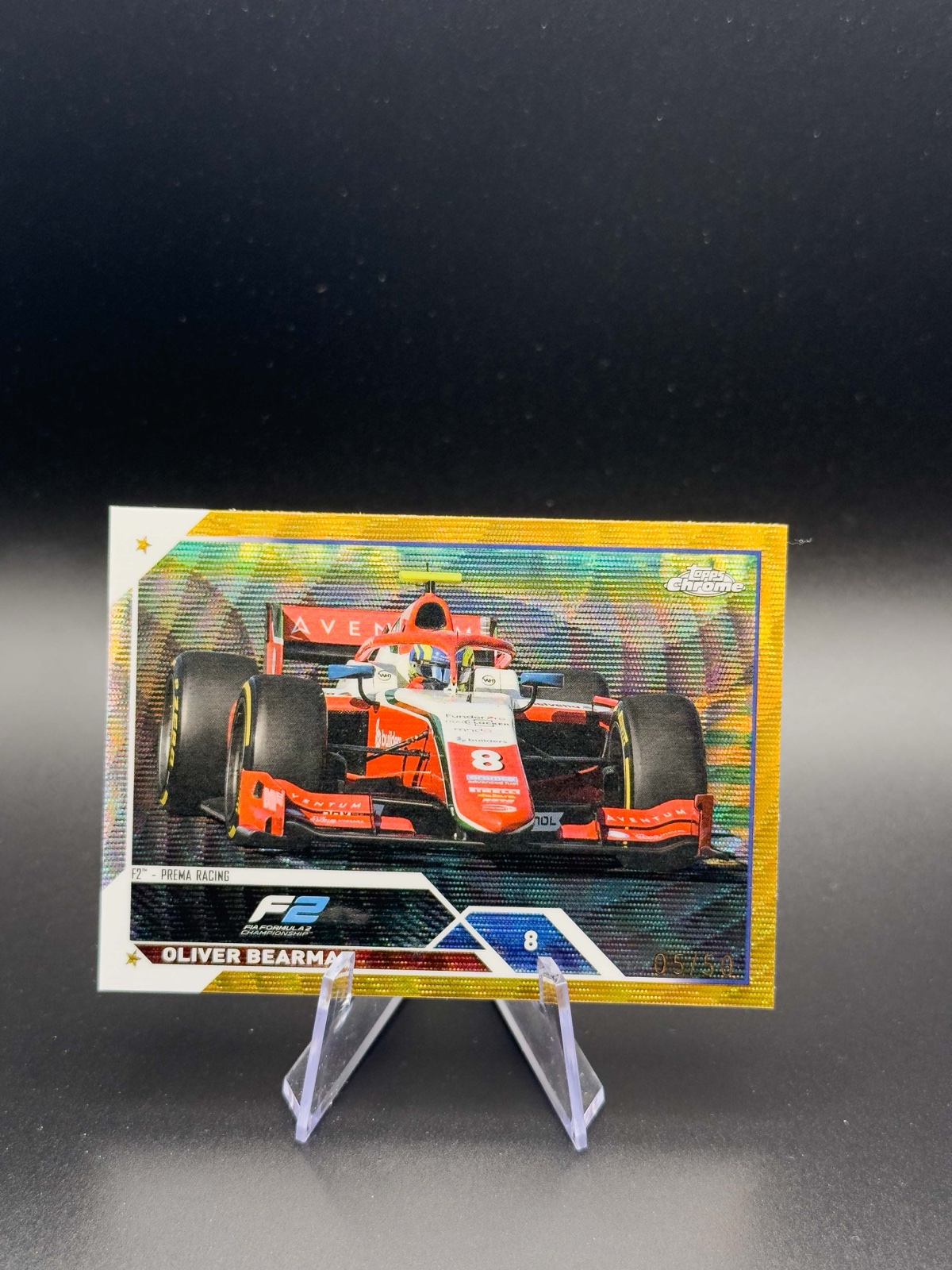 2023 Topps Chrome F1 Oliver Bearman #123 F2 Drivers, Gold RayWave /50