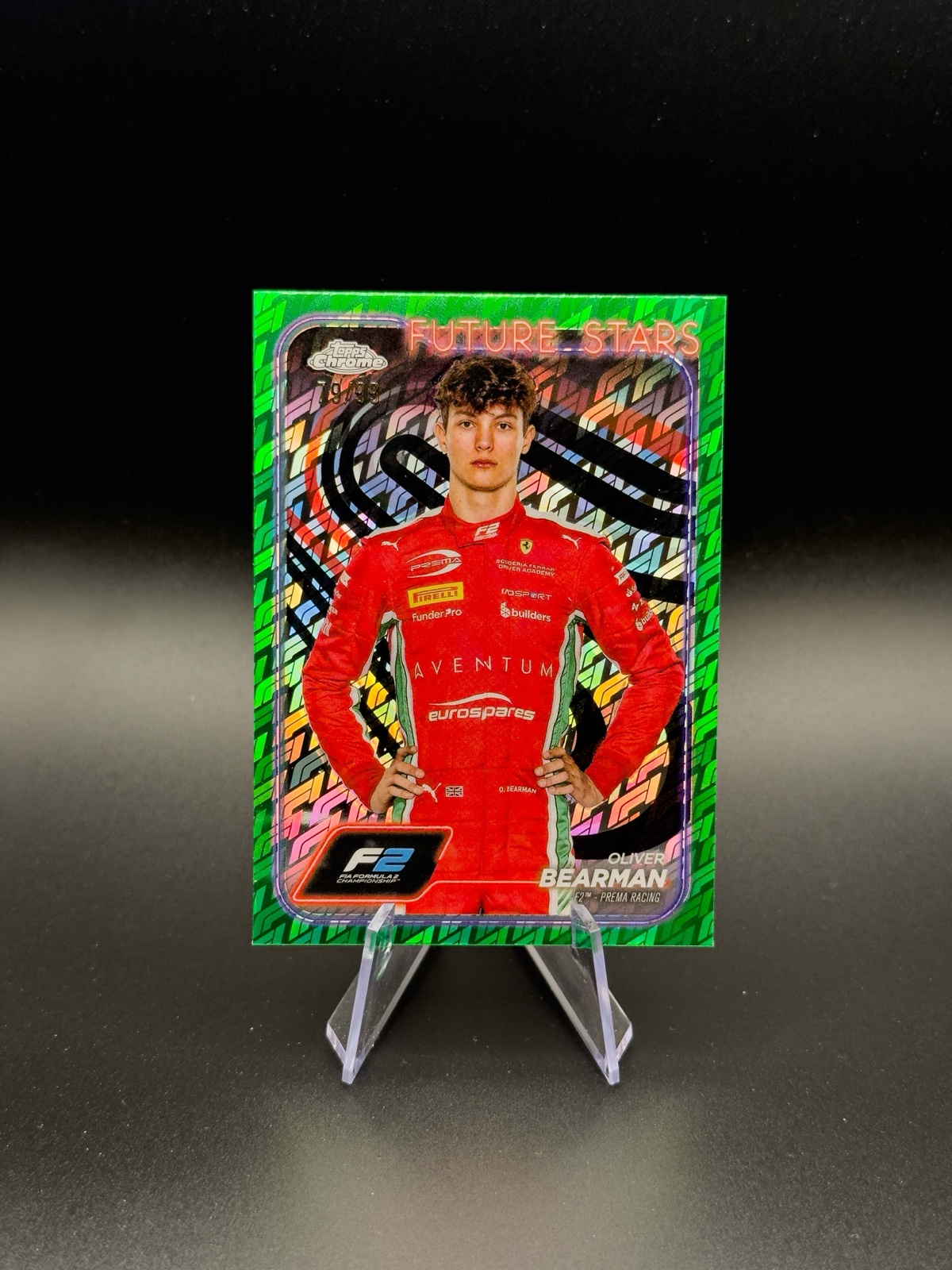 2024 Topps Chrome F1 Oliver Bearman #21 Future Stars, Green Ref /99