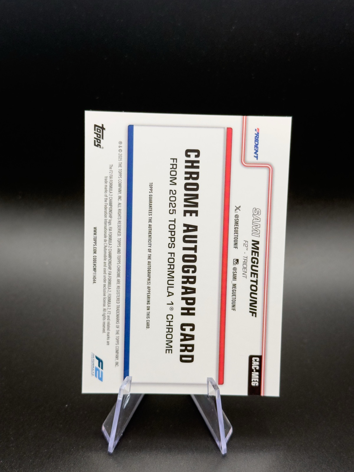 2025 Topps Chrome F1 Sami Meguetounif #CAC-MEG Auto back